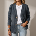 Sephira | Women's Relaxed Denim Cardigan - Oversized Button-Front Jean Shacket & Outer Layer Black