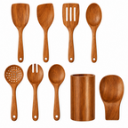 Traditional Japanese Wooden Kitchen Utensils (7-Piece) – Natural Unfinished Wooden Spoons & Spatulas for Cooking