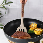 Food-Safe Silicone Kitchen Tools with Wooden Handle – 10-Piece Silicone Cooking Utensil Set – KitchenElegance