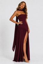 Women's Strapless Maxi Dress with Pleated Skirt