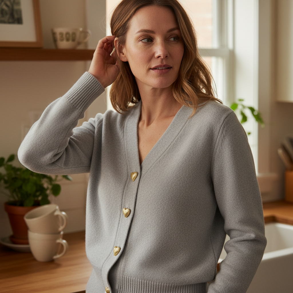 Zahara | Women's V-Neck Cardigan Sweater - Button-Down Ribbed Knit Jumper & Casual Long Sleeve Top