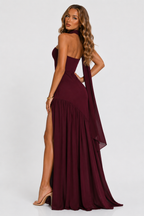 Women's Strapless Maxi Dress with Pleated Skirt